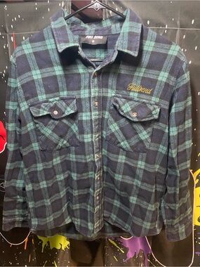 Women's Navy & Teal Plaid Long Sleeve Shirt